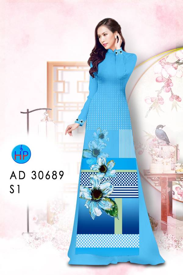 Vải Áo Dài Hoa In 3D Độc Đáo AD 30689 40 Vải Áo Dài Hoa In 3D Độc Đáo AD 30689