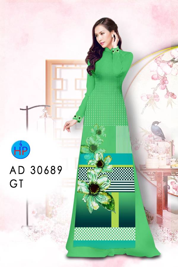 Vải Áo Dài Hoa In 3D Độc Đáo AD 30689 44 Vải Áo Dài Hoa In 3D Độc Đáo AD 30689