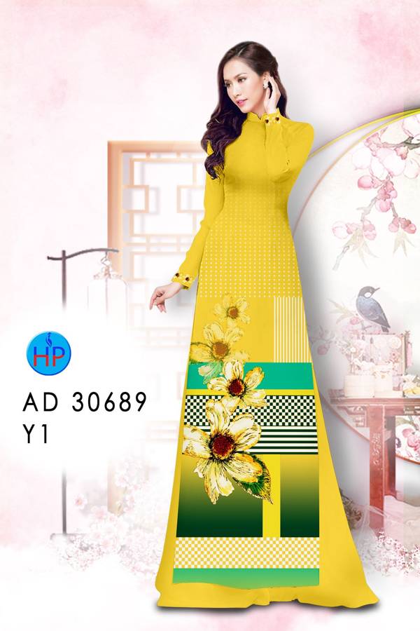 Vải Áo Dài Hoa In 3D Độc Đáo AD 30689 45 Vải Áo Dài Hoa In 3D Độc Đáo AD 30689