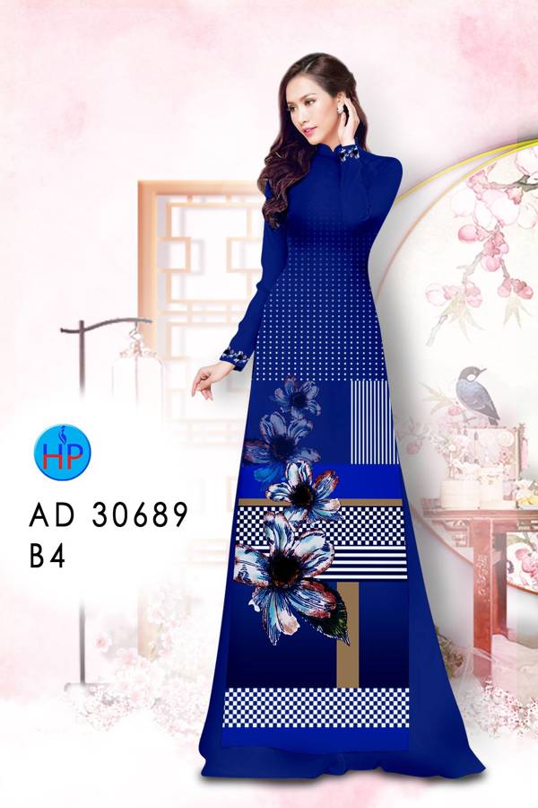 Vải Áo Dài Hoa In 3D Độc Đáo AD 30689 50 Vải Áo Dài Hoa In 3D Độc Đáo AD 30689
