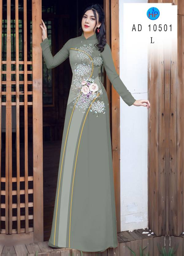 Vải Áo Dài Hoa Hồng Mới Ra AD 10511