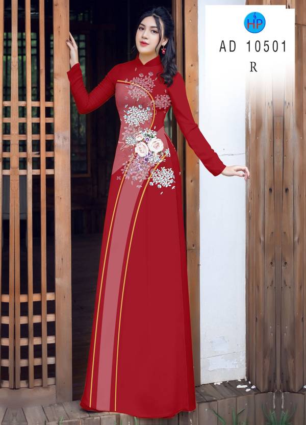 Vải Áo Dài Hoa Hồng Mới Ra AD 10511