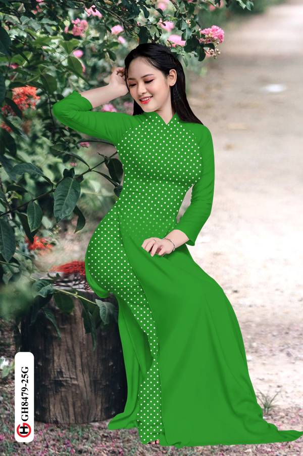 Vải Áo Dài Chấm Bi Vừa Ra  AD GH8479