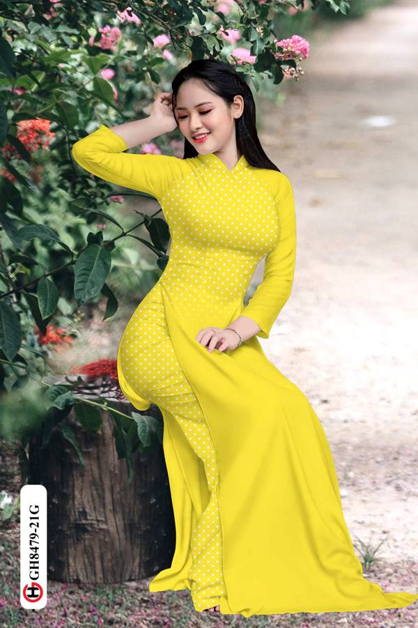 Vải Áo Dài Chấm Bi Vừa Ra  AD GH8479
