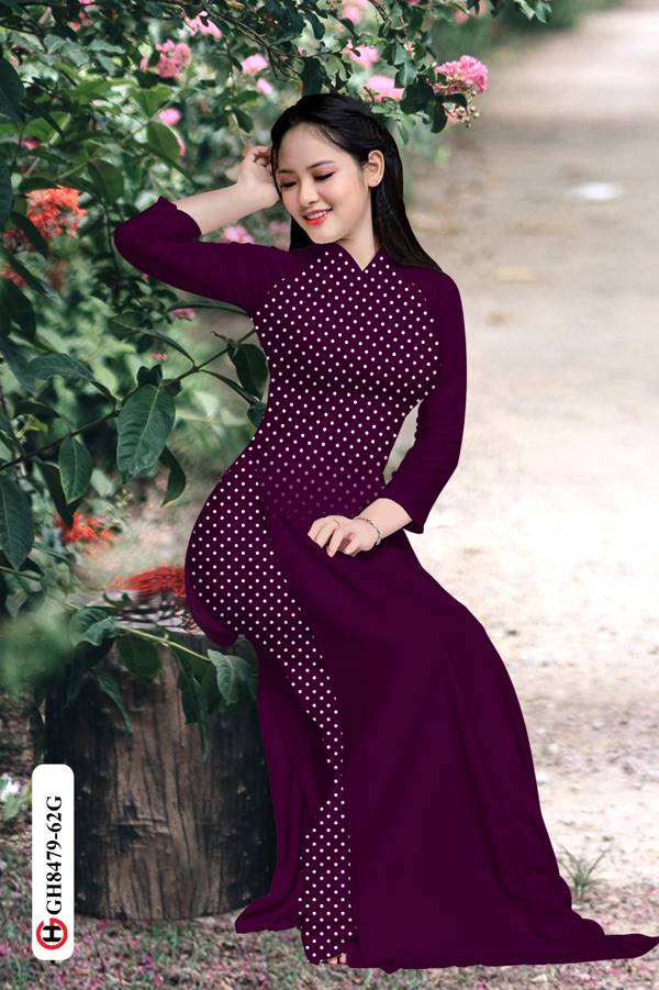 Vải Áo Dài Chấm Bi Vừa Ra  AD GH8479