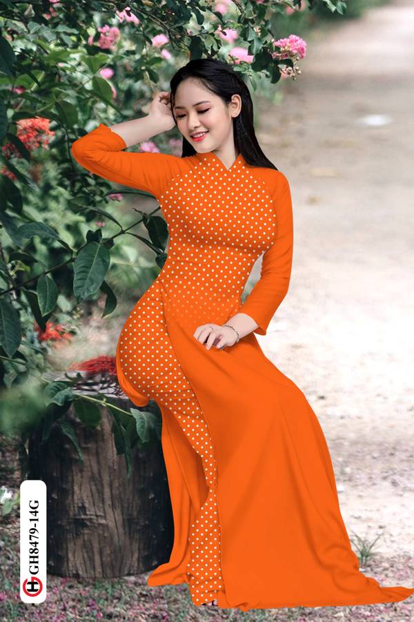 Vải Áo Dài Chấm Bi Vừa Ra  AD GH8479