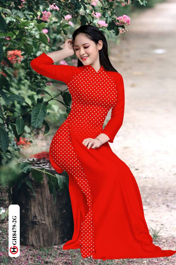 Vải Áo Dài Chấm Bi Vừa Ra  AD GH8479