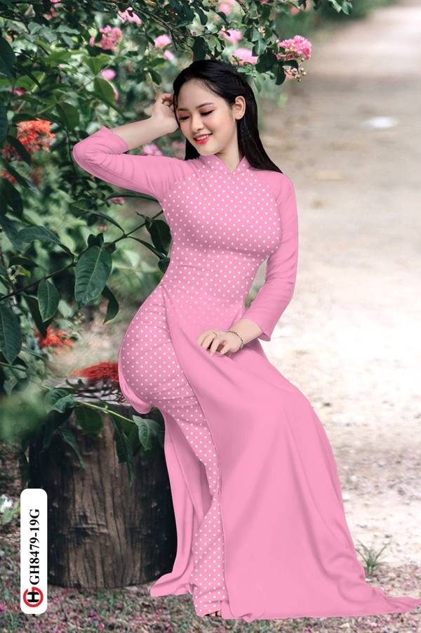 Vải Áo Dài Chấm Bi Vừa Ra  AD GH8479