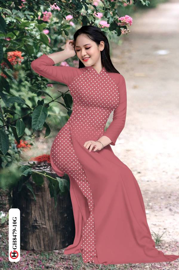 Vải Áo Dài Chấm Bi Vừa Ra  AD GH8479