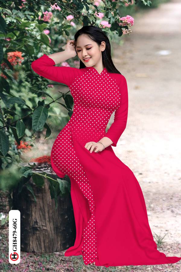 Vải Áo Dài Chấm Bi Vừa Ra  AD GH8479
