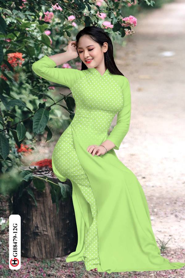 Vải Áo Dài Chấm Bi Vừa Ra  AD GH8479