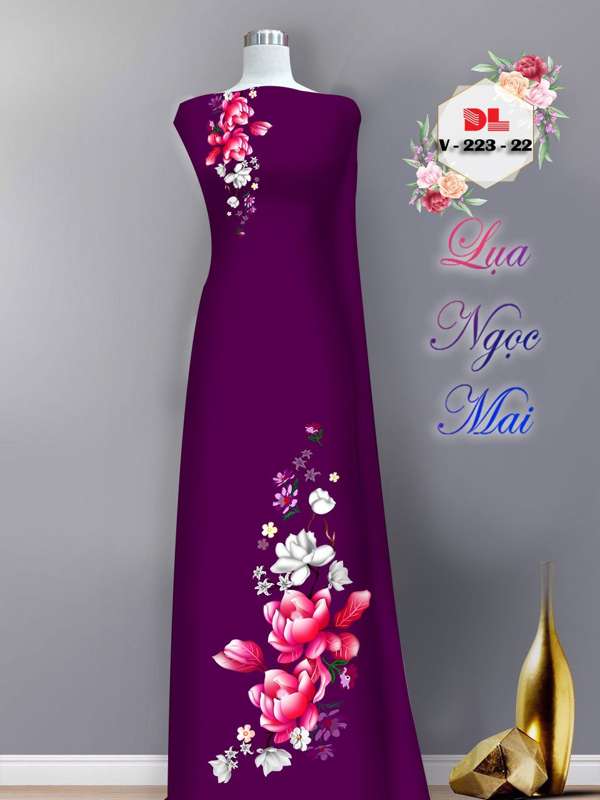Vải Áo Dài Hoa In 3D Mới Ra AD V223