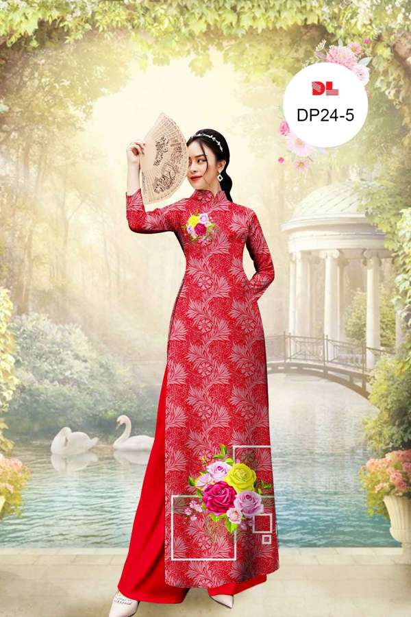 Vải Áo Dài Hoa Hồng Mới Ra AD DP24