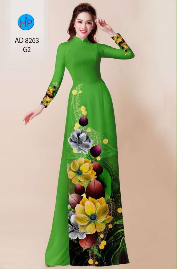 Vải Áo Dài Hoa In 3D Độc Đáo AD 8263 45 Vải Áo Dài Hoa In 3D Độc Đáo AD 8263