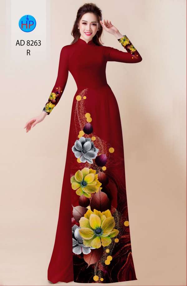 Vải Áo Dài Hoa In 3D Độc Đáo AD 8263 41 Vải Áo Dài Hoa In 3D Độc Đáo AD 8263