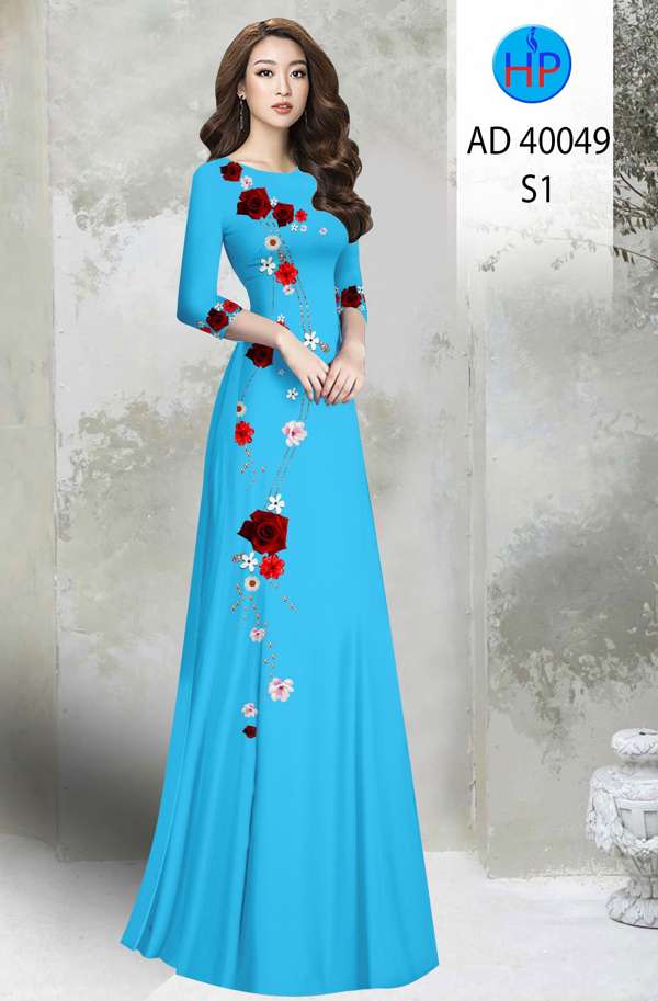 Vải Áo Dài Hoa In 3D Mới Ra AD 40049 40 Vải Áo Dài Hoa In 3D Mới Ra AD 40049