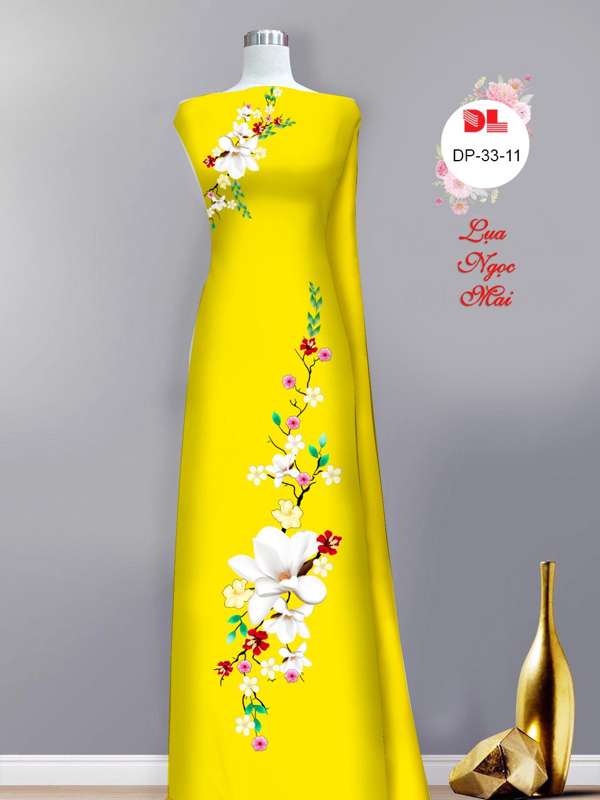 Vải Áo Dài Hoa In 3D Mới Ra AD DP33