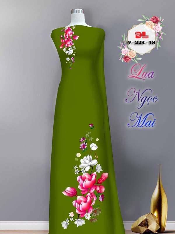 Vải Áo Dài Hoa In 3D Mới Ra AD V223