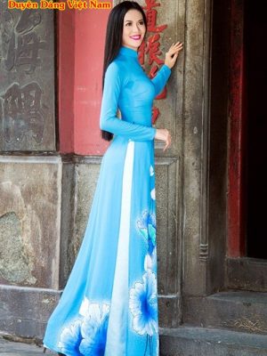Áo Dài Cao Cấp Vẽ Hoa Sen Thiết Kế 2021 AD VE100503 7 4d987d9f