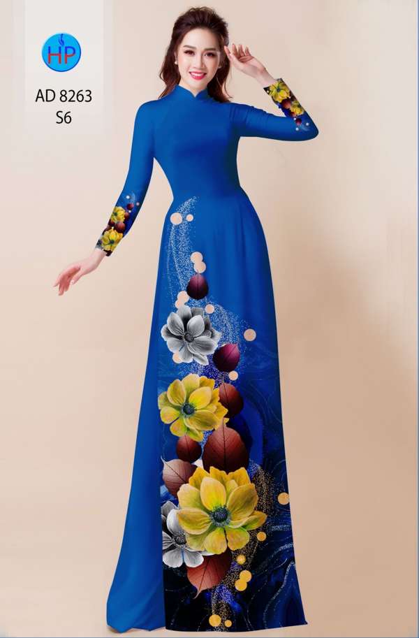 Vải Áo Dài Hoa In 3D Độc Đáo AD 8263 39 Vải Áo Dài Hoa In 3D Độc Đáo AD 8263