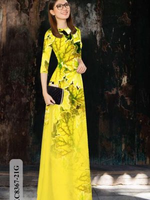 Vải Áo Dài Hoa In 3D Thiết Kế 2021 AD KC8367 18 a243094e