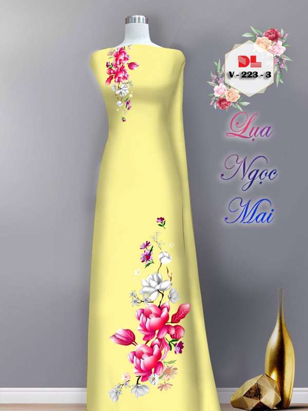 Vải Áo Dài Hoa In 3D Mới Ra AD V223