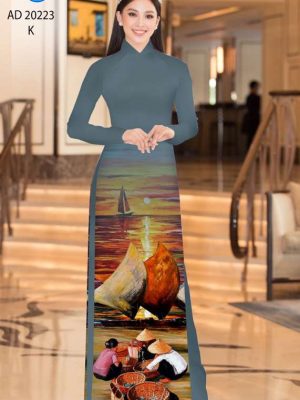 Vải Áo Dài Phong Cảnh Độc Đáo AD 20223 25 bb11410c