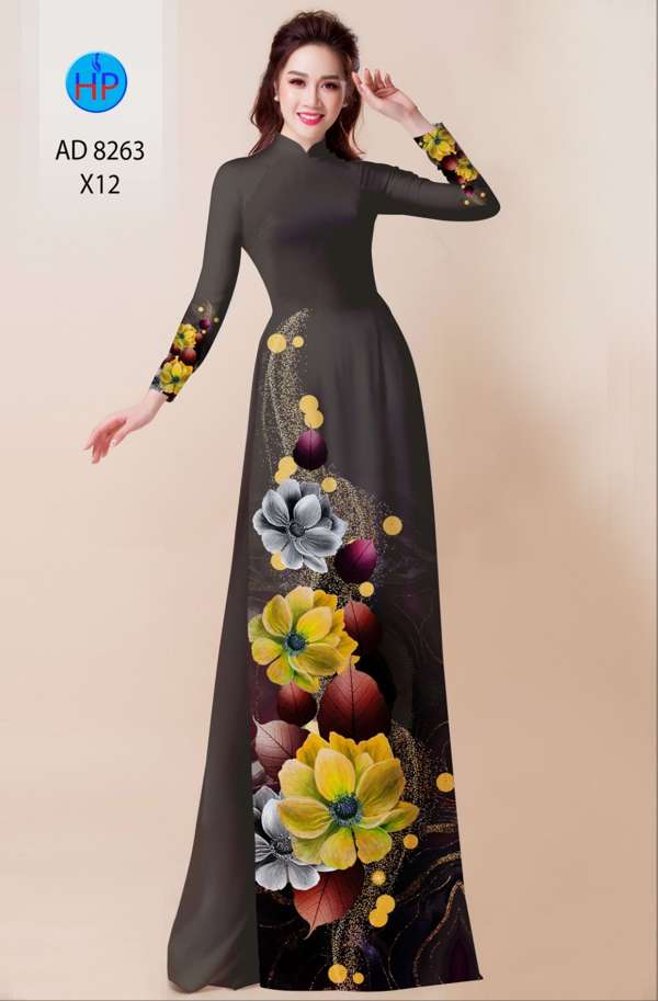 Vải Áo Dài Hoa In 3D Độc Đáo AD 8263 49 Vải Áo Dài Hoa In 3D Độc Đáo AD 8263