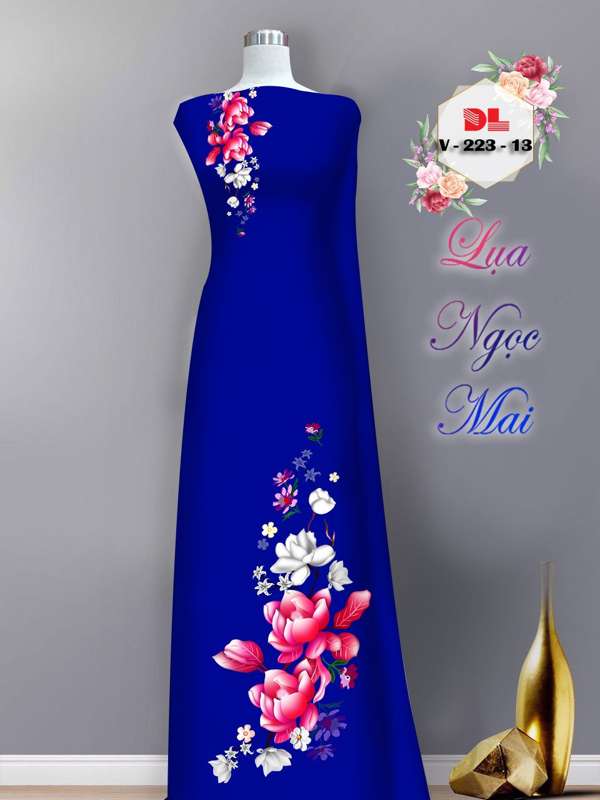 Vải Áo Dài Hoa In 3D Mới Ra AD V223