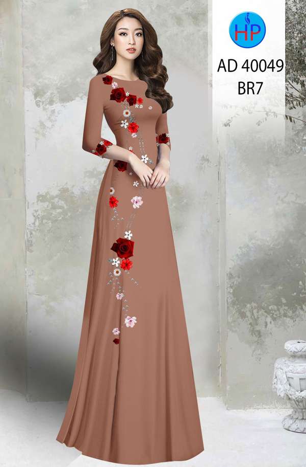 Vải Áo Dài Hoa In 3D Mới Ra AD 40049 38 Vải Áo Dài Hoa In 3D Mới Ra AD 40049