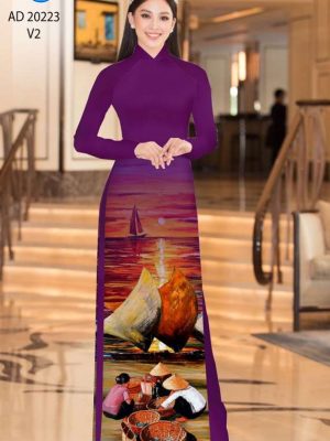 Vải Áo Dài Phong Cảnh Độc Đáo AD 20223 30 d6f4e246