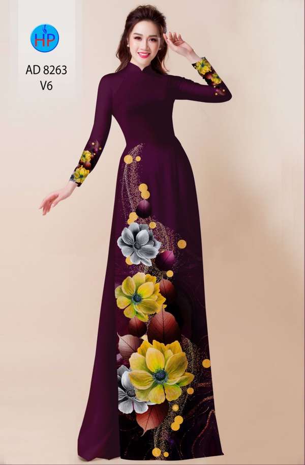 Vải Áo Dài Hoa In 3D Độc Đáo AD 8263 53 Vải Áo Dài Hoa In 3D Độc Đáo AD 8263