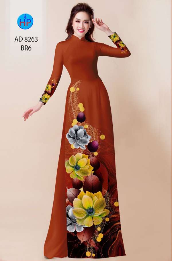 Vải Áo Dài Hoa In 3D Độc Đáo AD 8263 38 Vải Áo Dài Hoa In 3D Độc Đáo AD 8263