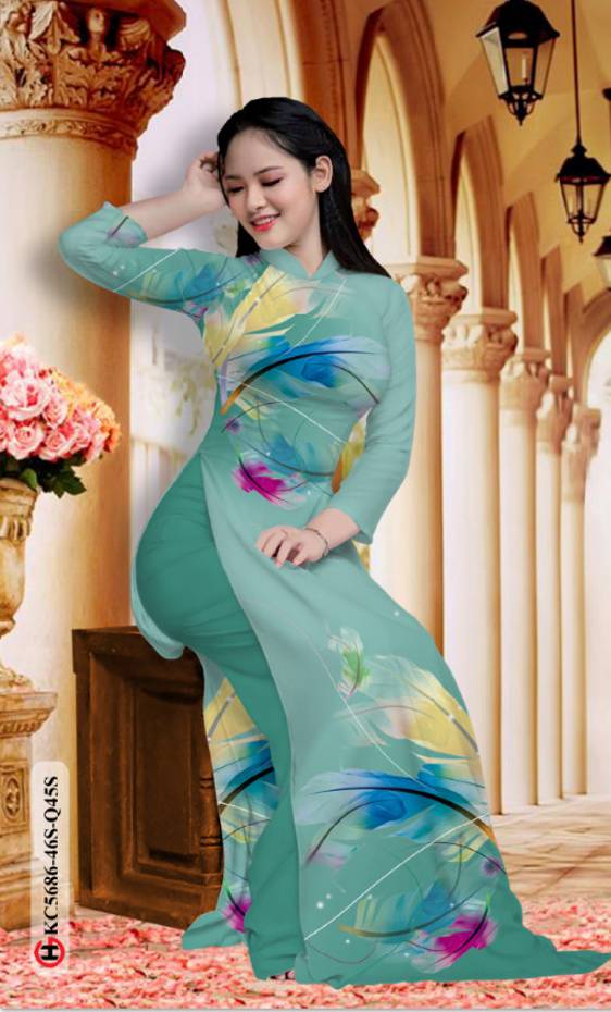 Vải Áo Dài In Hình Lá Vừa Ra AD KC5686 35 Vải Áo Dài In Hình Lá Vừa Ra AD KC5686