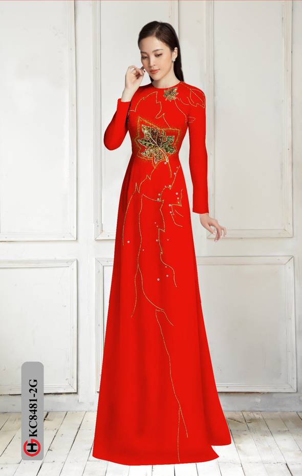 Vải Áo Dài In Hình Lá Độc Đáo AD KC8481 33 Vải Áo Dài In Hình Lá Độc Đáo AD KC8481