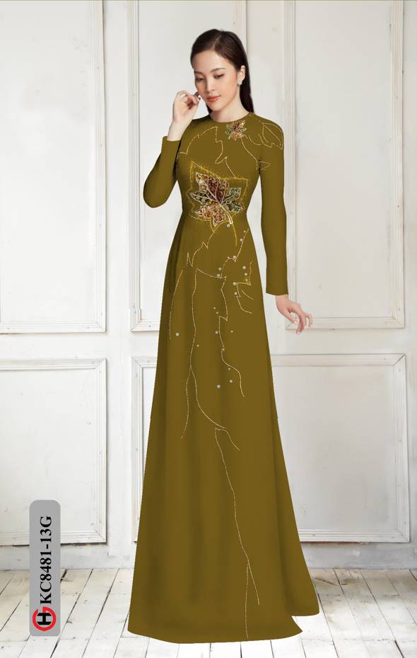 Vải Áo Dài In Hình Lá Độc Đáo AD KC8481 34 Vải Áo Dài In Hình Lá Độc Đáo AD KC8481