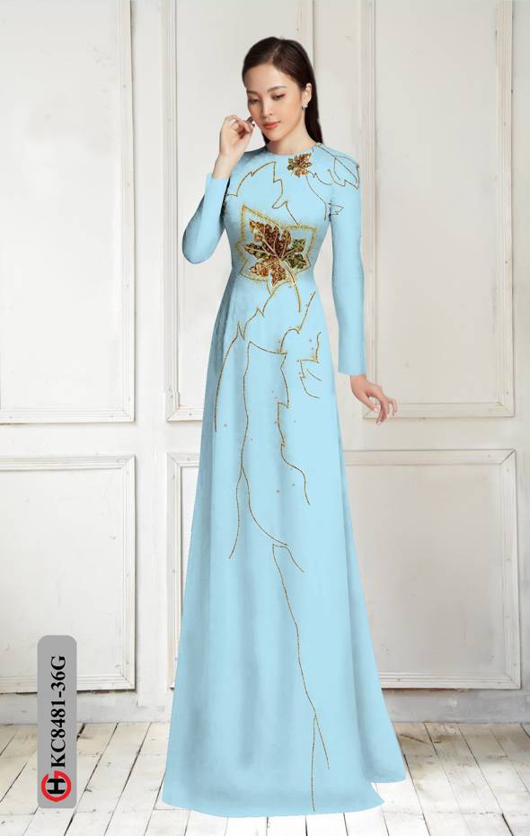 Vải Áo Dài In Hình Lá Độc Đáo AD KC8481 37 Vải Áo Dài In Hình Lá Độc Đáo AD KC8481