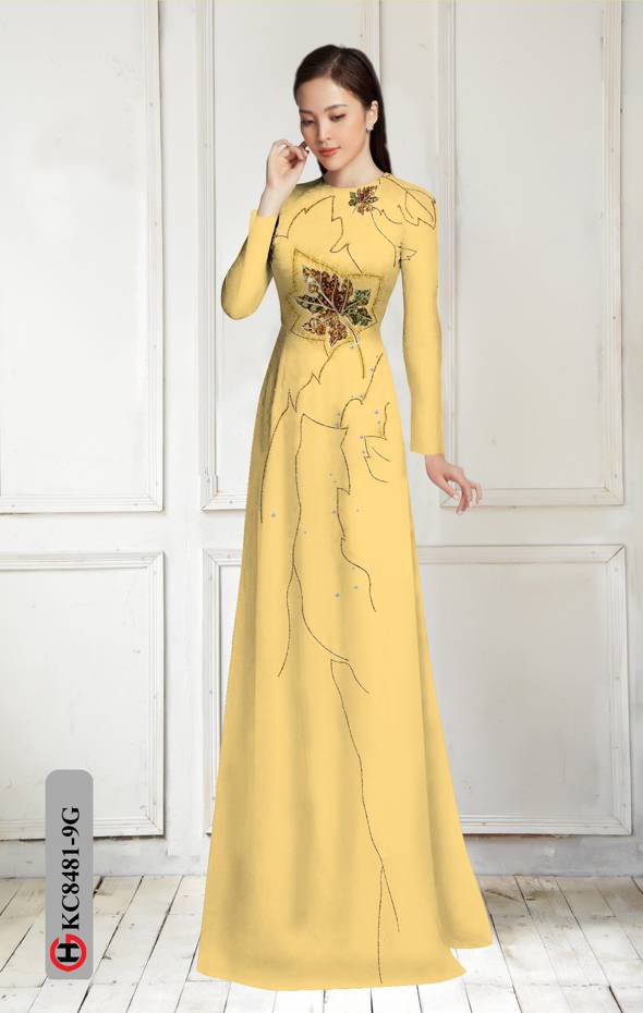 Vải Áo Dài In Hình Lá Độc Đáo AD KC8481 38 Vải Áo Dài In Hình Lá Độc Đáo AD KC8481