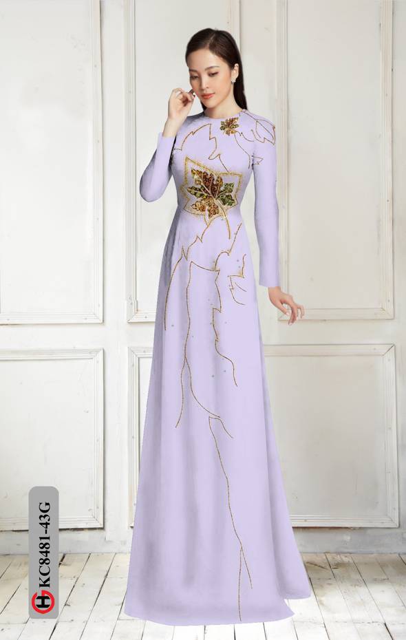 Vải Áo Dài In Hình Lá Độc Đáo AD KC8481 36 Vải Áo Dài In Hình Lá Độc Đáo AD KC8481