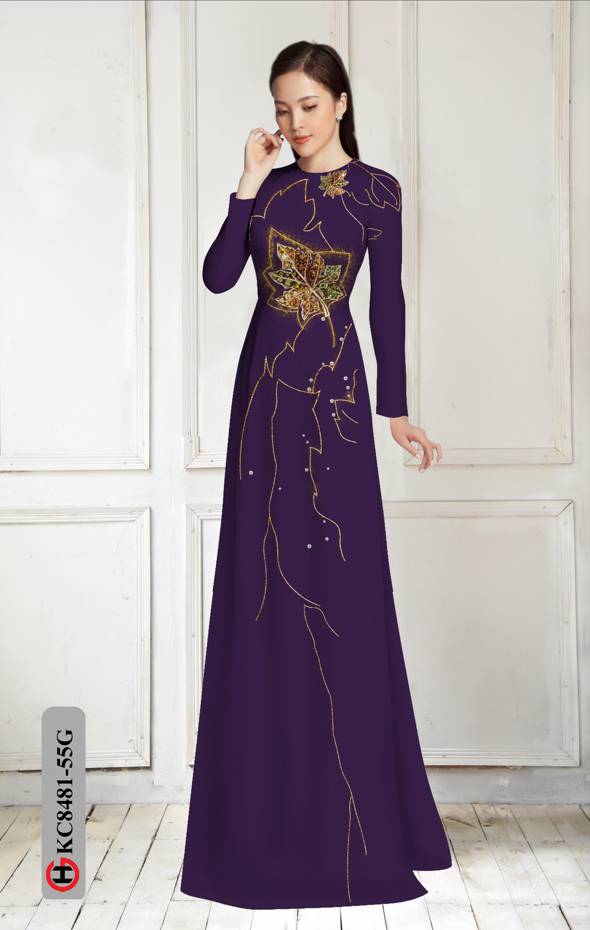 Vải Áo Dài In Hình Lá Độc Đáo AD KC8481 41 Vải Áo Dài In Hình Lá Độc Đáo AD KC8481