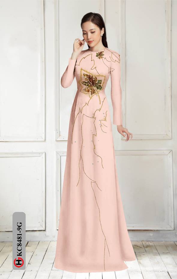 Vải Áo Dài In Hình Lá Độc Đáo AD KC8481 39 Vải Áo Dài In Hình Lá Độc Đáo AD KC8481