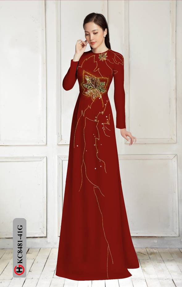 Vải Áo Dài In Hình Lá Độc Đáo AD KC8481 44 Vải Áo Dài In Hình Lá Độc Đáo AD KC8481