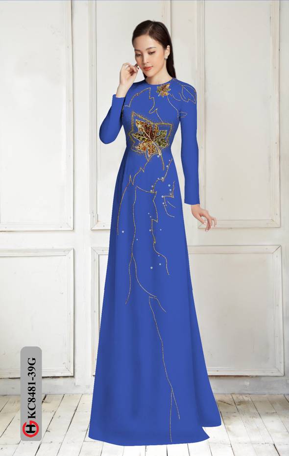 Vải Áo Dài In Hình Lá Độc Đáo AD KC8481 45 Vải Áo Dài In Hình Lá Độc Đáo AD KC8481