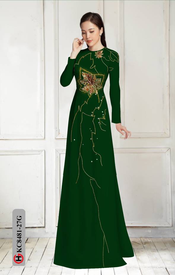 Vải Áo Dài In Hình Lá Độc Đáo AD KC8481 46 Vải Áo Dài In Hình Lá Độc Đáo AD KC8481