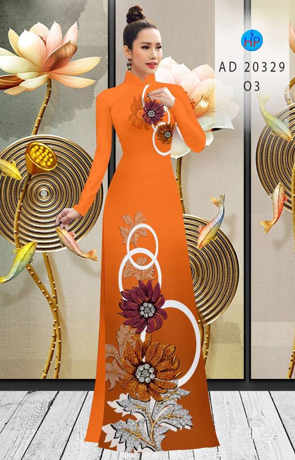 Vải Áo Dài Hoa In 3D Độc Đáo AD 20329 45 Vải Áo Dài Hoa In 3D Độc Đáo AD 20329