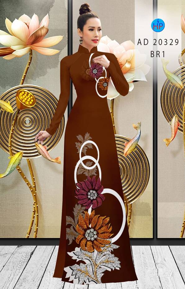 Vải Áo Dài Hoa In 3D Độc Đáo AD 20329 50 Vải Áo Dài Hoa In 3D Độc Đáo AD 20329
