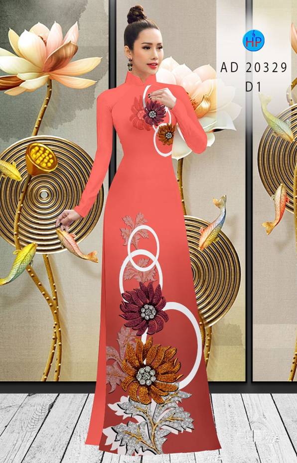 Vải Áo Dài Hoa In 3D Độc Đáo AD 20329 51 Vải Áo Dài Hoa In 3D Độc Đáo AD 20329