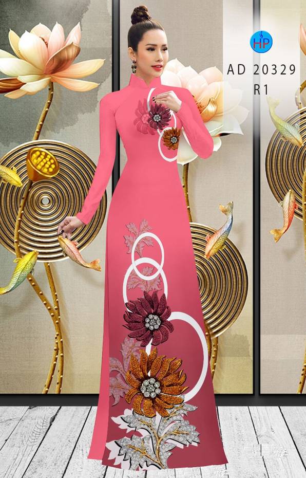 Vải Áo Dài Hoa In 3D Độc Đáo AD 20329 54 Vải Áo Dài Hoa In 3D Độc Đáo AD 20329