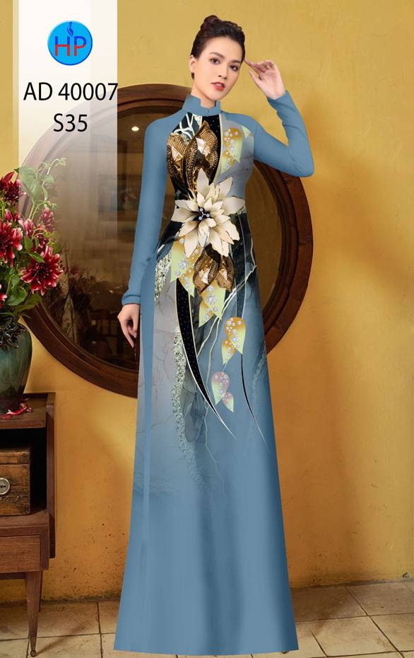 Vải Áo Dài Hoa In 3D Vừa Ra AD 40007 55 Vải Áo Dài Hoa In 3D Vừa Ra  AD 40007