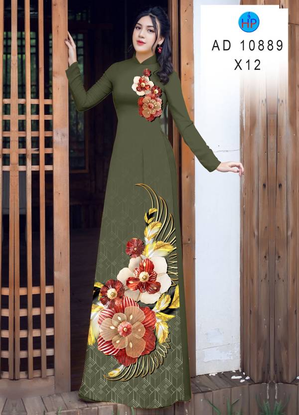 Vải Áo Dài Hoa In 3D Kiểu Mới AD 10889 41 Vải Áo Dài Hoa In 3D Kiểu Mới AD 10889